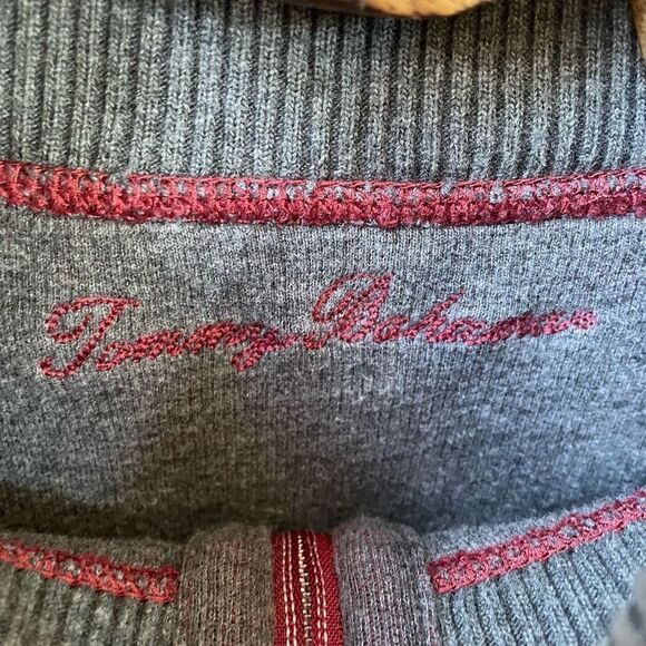 Tommy Bahama Reversible Burgundy Grey 1/4 Zip Pullover L - Picture 5 of 9